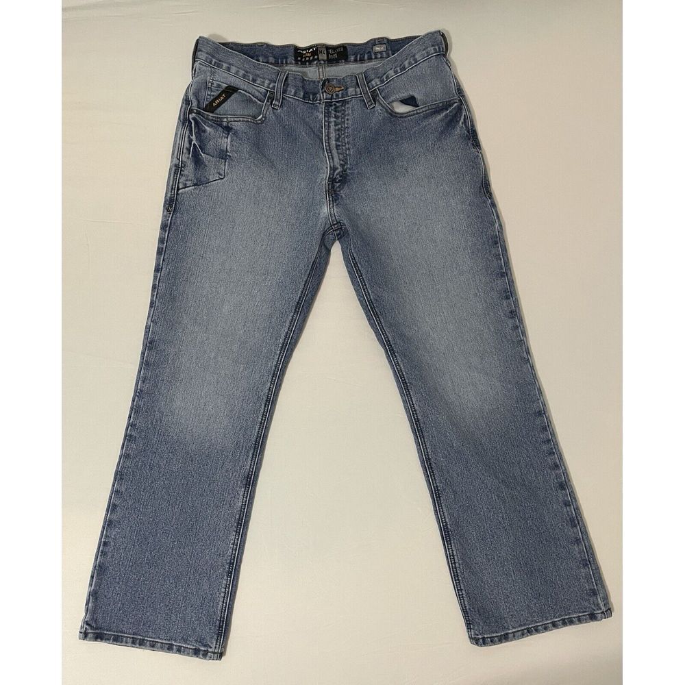 Ariat Rebar M4 Relaxed Boot Jeans Men's Size 34x30 Medium Wash Denim Work